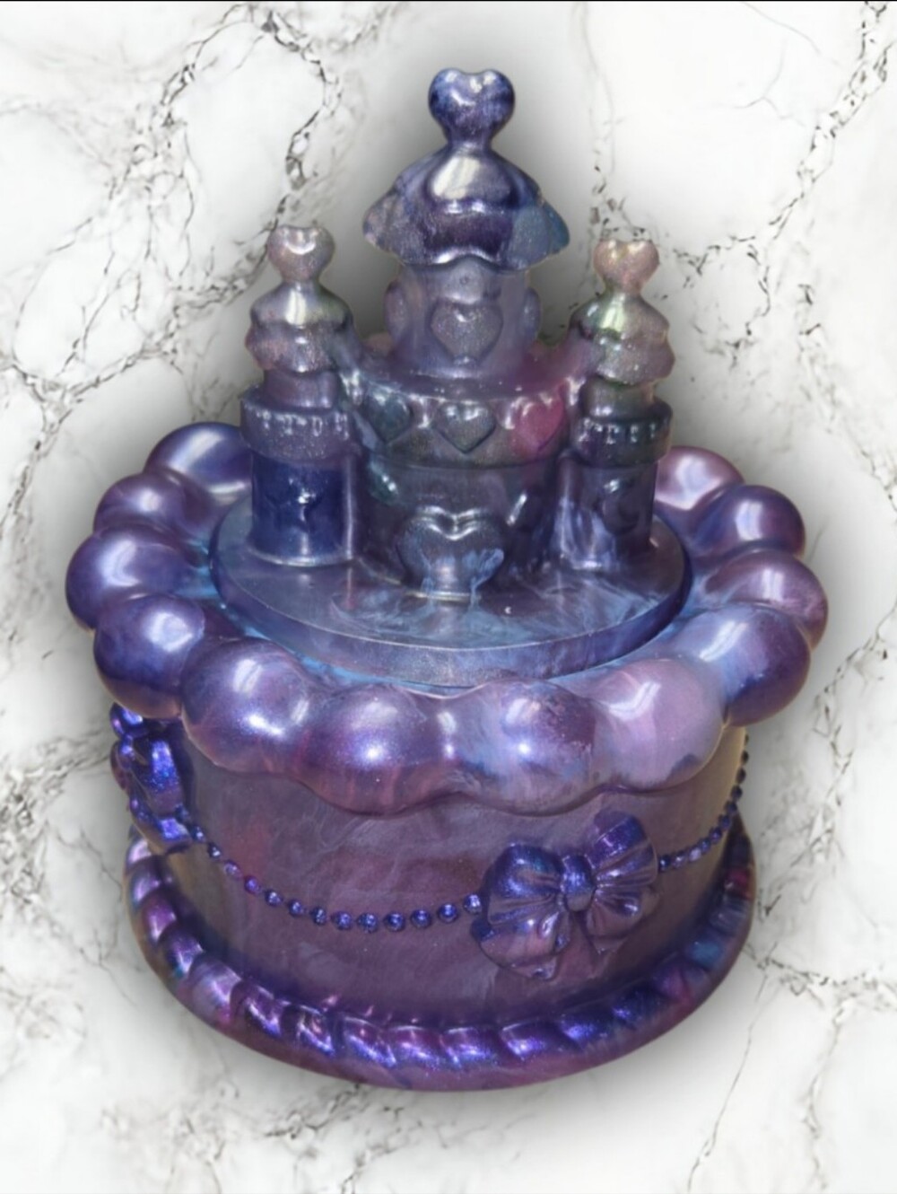 Hand Crafted Iridescent Purple Trinket Box